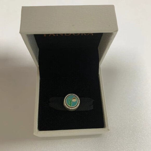 Pandora Destinations Aruba Island Blue Cactus Sterling Silver Barrel Charm - Picture 3 of 4